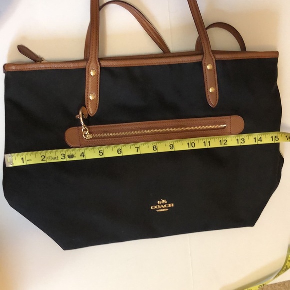 Coach Canvas Top Zip Closure Bag black & brown color - Picture 10 of 12